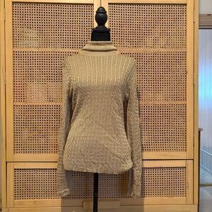 Lauren Ralph Lauren Womens Turtleneck Sweater Size Medium Gold Metallic Pullover